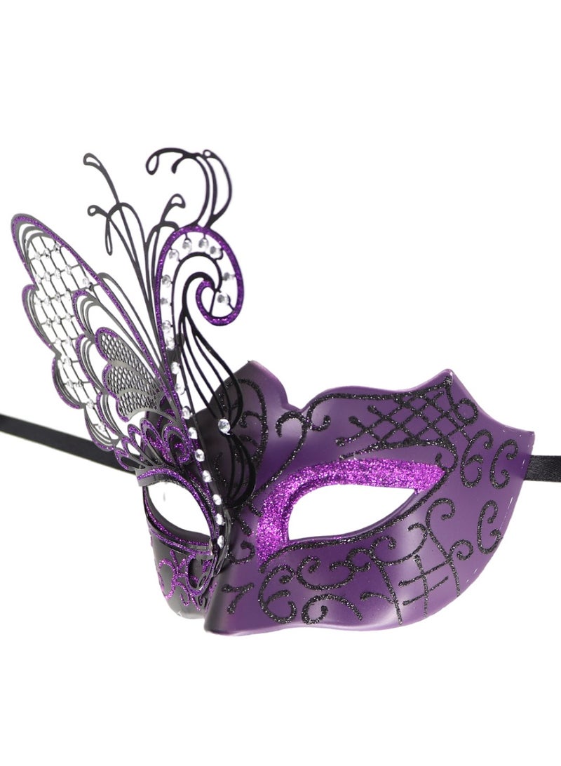 Male Venetian Mardi Gras Halloween Party Masks Evening Prom Mask Costume Accessory Masquerade Mask for Women(Purple) - Image 2