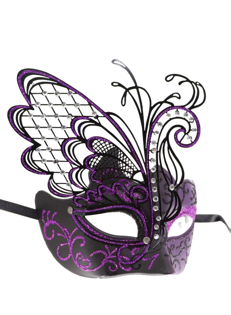 Male Venetian Mardi Gras Halloween Party Masks Evening Prom Mask Costume Accessory Masquerade Mask for Women(Purple) - Image 3