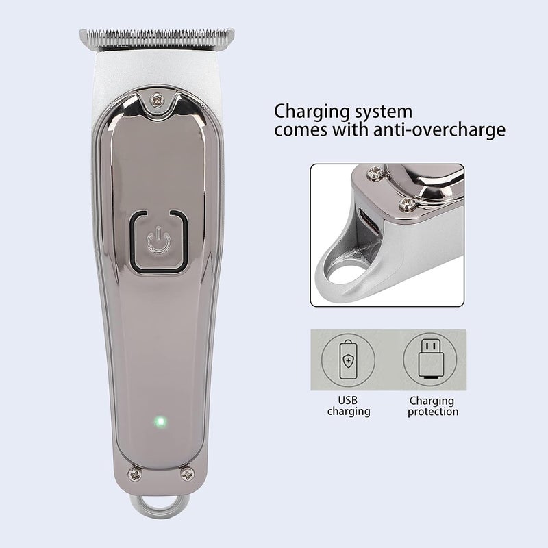 klarako Men's Hair Trimmer, Professional Hair Trimmer Electric Mustache Precise Trimmer Hair Beard Trimmer Set, Beard Trimmer Hairdressers Grooming Set Rechargeable(silver) - Image 2