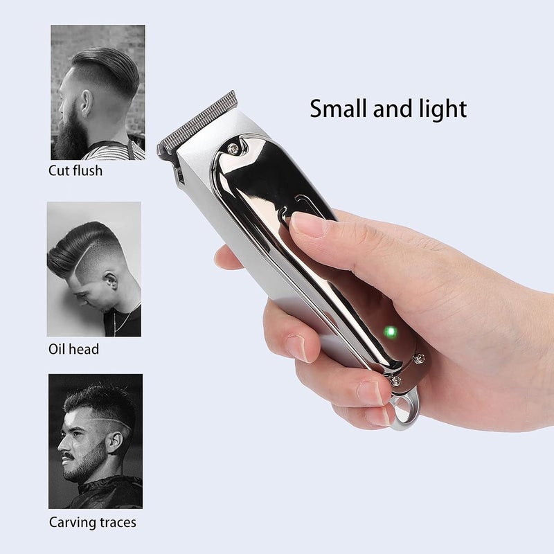 klarako Men's Hair Trimmer, Professional Hair Trimmer Electric Mustache Precise Trimmer Hair Beard Trimmer Set, Beard Trimmer Hairdressers Grooming Set Rechargeable(silver) - Image 3