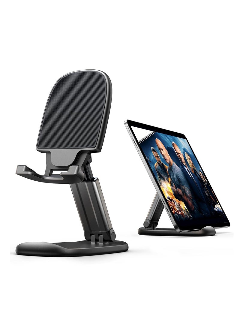 Excefore Desk Cell Phone Stand, Foldable Phone Stand, Metal Counterweight Base & Height Angle Adjustable Phone Stand, for 4.7"-11" Cell Phones and Tablets (Black)  - Image 1