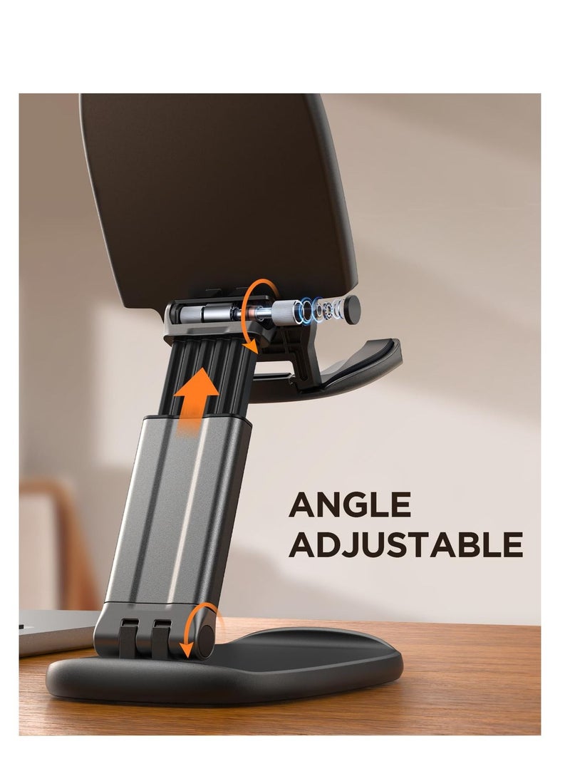 Excefore Desk Cell Phone Stand, Foldable Phone Stand, Metal Counterweight Base & Height Angle Adjustable Phone Stand, for 4.7"-11" Cell Phones and Tablets (Black)  - Image 5