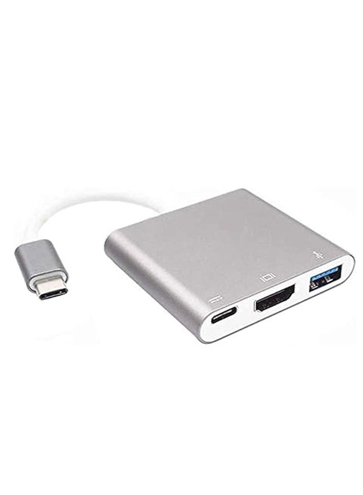 USB Type C to HDMI Adapter 4K USB 3.1 Type C Multiport HDMI Converter for MacBook, Chromebook Pixel Devices and More USB C Devices to HDTV/Projector Silver - Image 1