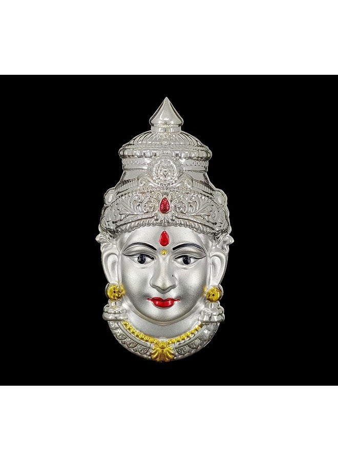 BENGALEN Lakshmi Devi Mukhota German Silver Matte 7 Inch Laxmi Idol Statue for Daily Pooja Occasion Puja Gifts Items for Temple Home Office and Festive Return Gift Items - Image 2