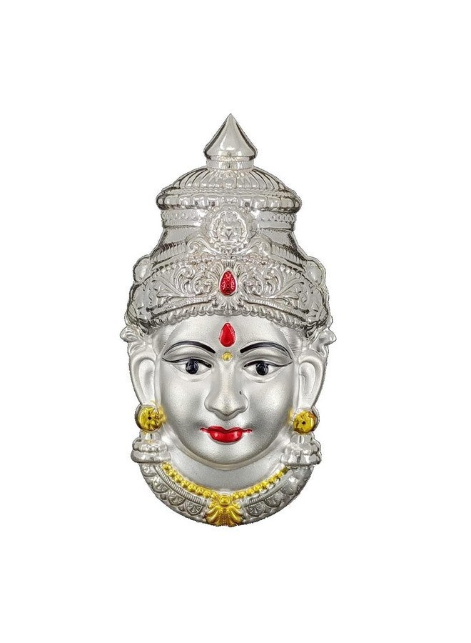 BENGALEN Lakshmi Devi Mukhota German Silver Matte 7 Inch Laxmi Idol Statue for Daily Pooja Occasion Puja Gifts Items for Temple Home Office and Festive Return Gift Items - Image 1
