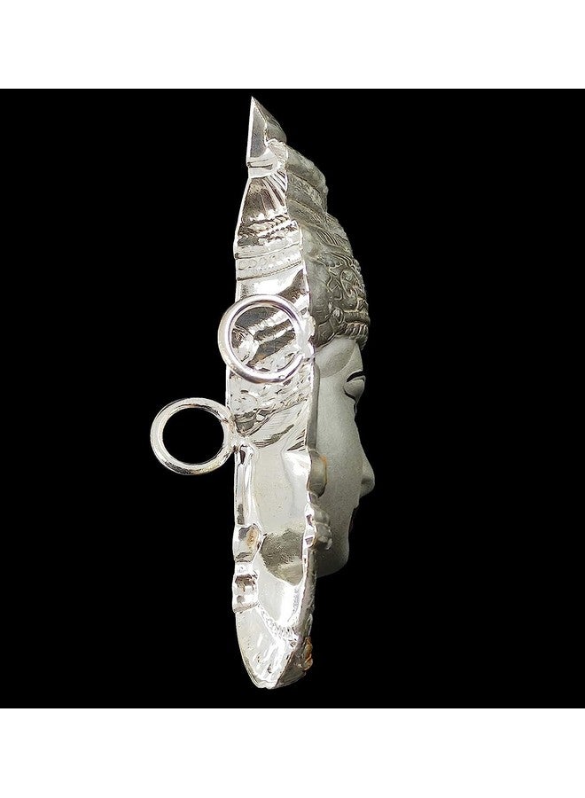 BENGALEN Lakshmi Devi Mukhota German Silver Matte 7 Inch Laxmi Idol Statue for Daily Pooja Occasion Puja Gifts Items for Temple Home Office and Festive Return Gift Items - Image 4