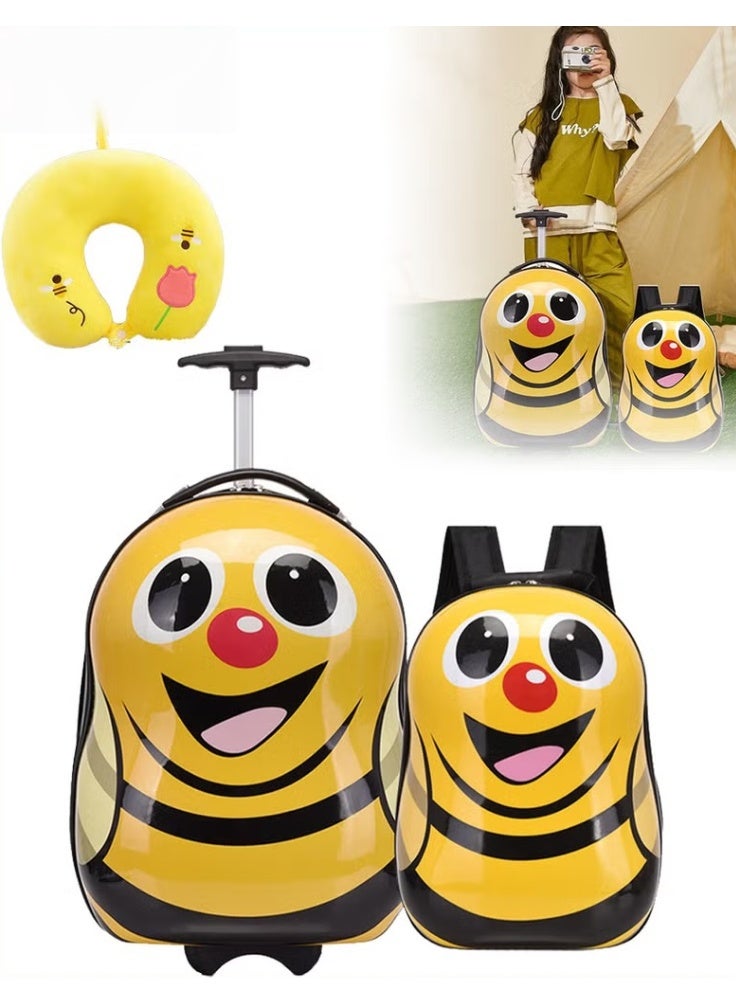 HOOKOR 3PCS Kids Luggage Set, Children's Rolling Suitcase, Lightweight Toddler Carry-on Luggages with Wheels for Boy and Girls for Travel and School, with Kid Backpack and U-shaped Pillow,17 Inches - Image 1