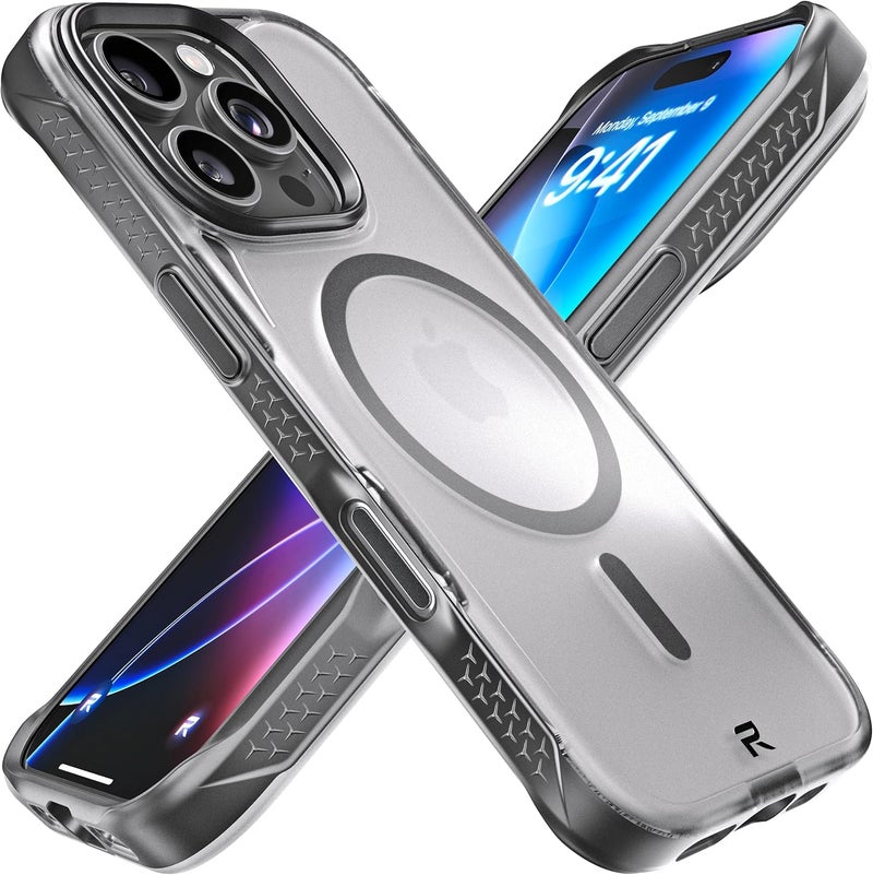ريبل علبة الشفافة لهاتف iPhone 16 Pro [سلسلة Frosted الجيل السادس] متوافقة بقوة مع MagSafe، جوانب مانعة للانزلاق، ملمس غير لامع شفاف، مصدات واقية مقاومة للصدمات، عدسة وأزرار معدنية، هاتف 6.3 بوصة 2024 - Image 1