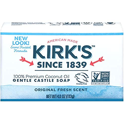 Kirk's Natural Castile Bar Soap - Kirk's Castile Natural Coco Bar Soap 4oz - 5 Pack - Image 1