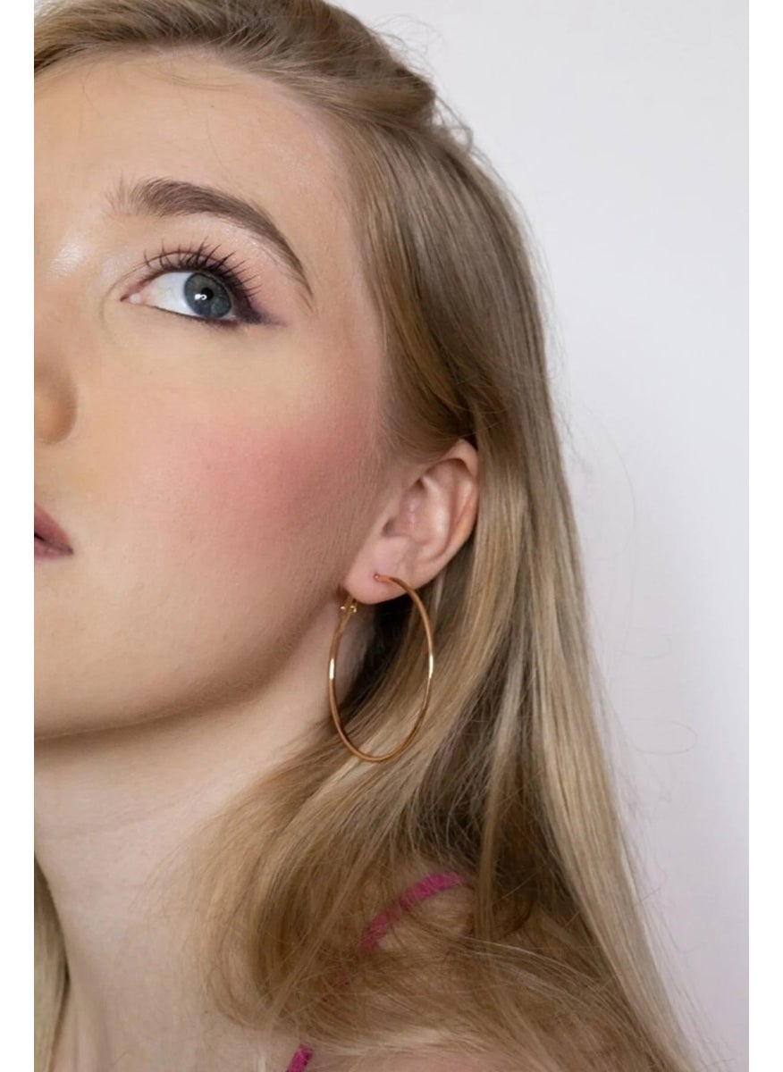 Hit Dükkan Gold Color Modern Metal Hoop Round Earrings (Pair)  - Image 3