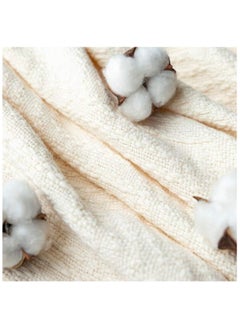 Halamine Knitted Throw Blankets, Cozy Lightweight Decorative Throw, Warm Woven Blanket with Tassels for Couch Sofa, Bed and Living Room, All Seasons for Women, Men and Kids (130x170cm, Off White)  - Image 3