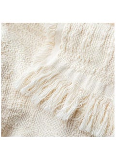 Halamine Knitted Throw Blankets, Cozy Lightweight Decorative Throw, Warm Woven Blanket with Tassels for Couch Sofa, Bed and Living Room, All Seasons for Women, Men and Kids (130x170cm, Off White)  - Image 4