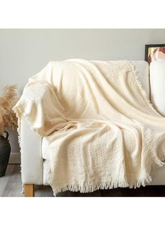 Halamine Knitted Throw Blankets, Cozy Lightweight Decorative Throw, Warm Woven Blanket with Tassels for Couch Sofa, Bed and Living Room, All Seasons for Women, Men and Kids (130x170cm, Off White)  - Image 5