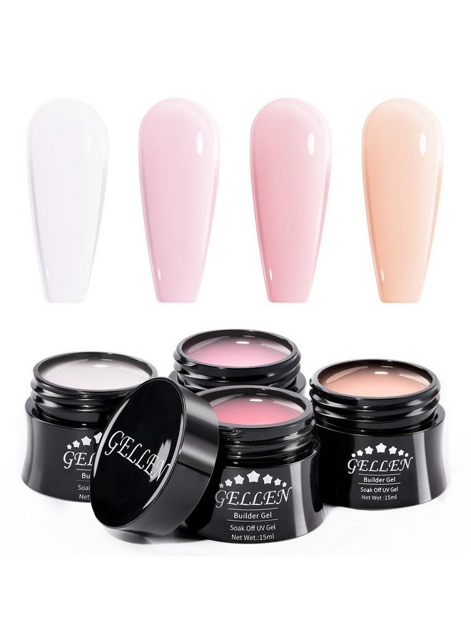 Gellen Builder Gel Kit - Nail Extension Gel Nude Pinks White Light Orange Builder Nail Gel Kit 4 Colors Hard Nail Gel Builder 15ml - Image 1