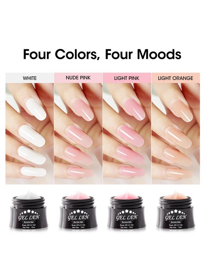 Gellen Builder Gel Kit - Nail Extension Gel Nude Pinks White Light Orange Builder Nail Gel Kit 4 Colors Hard Nail Gel Builder 15ml - Image 2