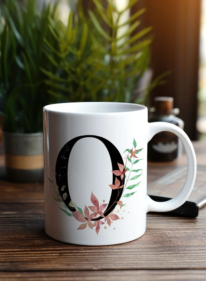 LOWHA 11 oz Ceramic Mug with Letter O Design on Both Sides