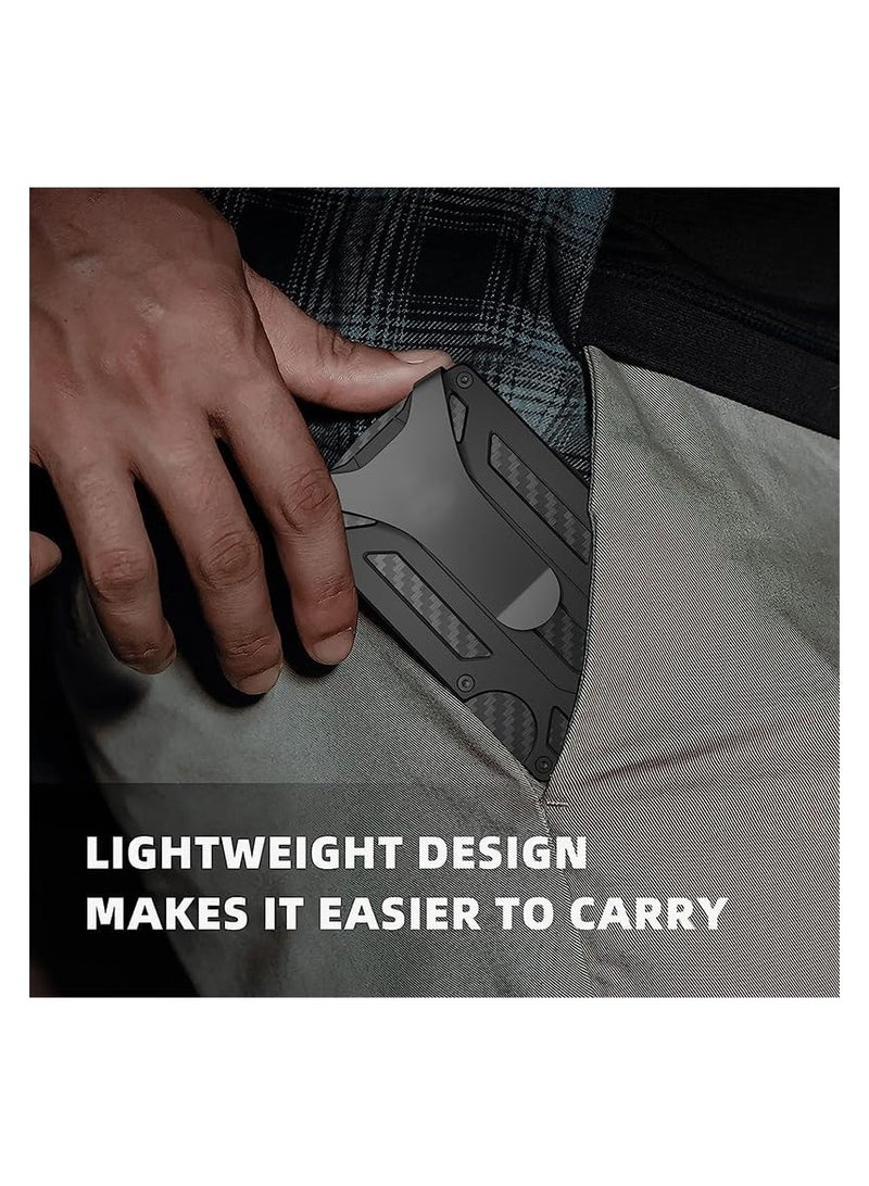 SYOSI Wallet for Men, Carbon Fiber Money Cilp, Minimalist Front Pocket, RFID-Blocking Card Holder, Metal Wallets, Minimalist Slim Wallet for Men,  Credit Card Holder (Carbon Fiber, Billfold) - Image 2