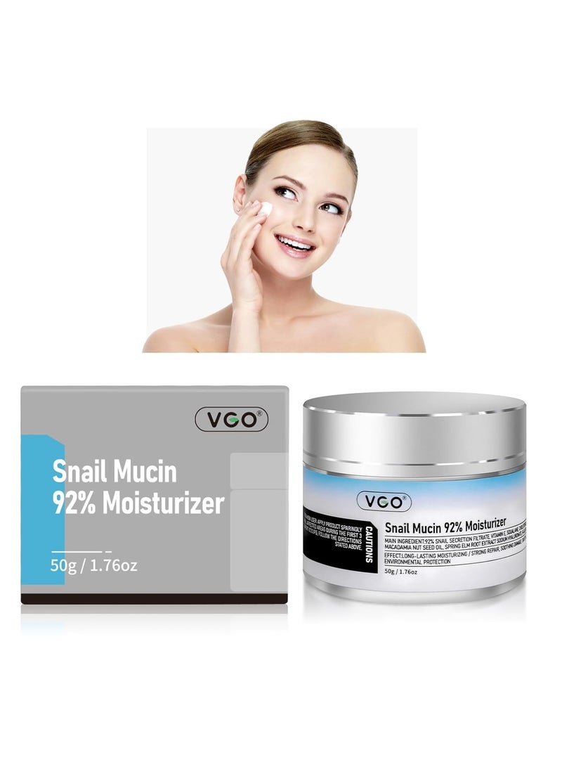 VGO VGO Snail Mucin 92% Moisturizer Daily Face Moisturizer Hydrating Repair Face Gel Cream for Dry & Sensitive Skin, All Skin Types 50g / 1.76oz  - Image 1