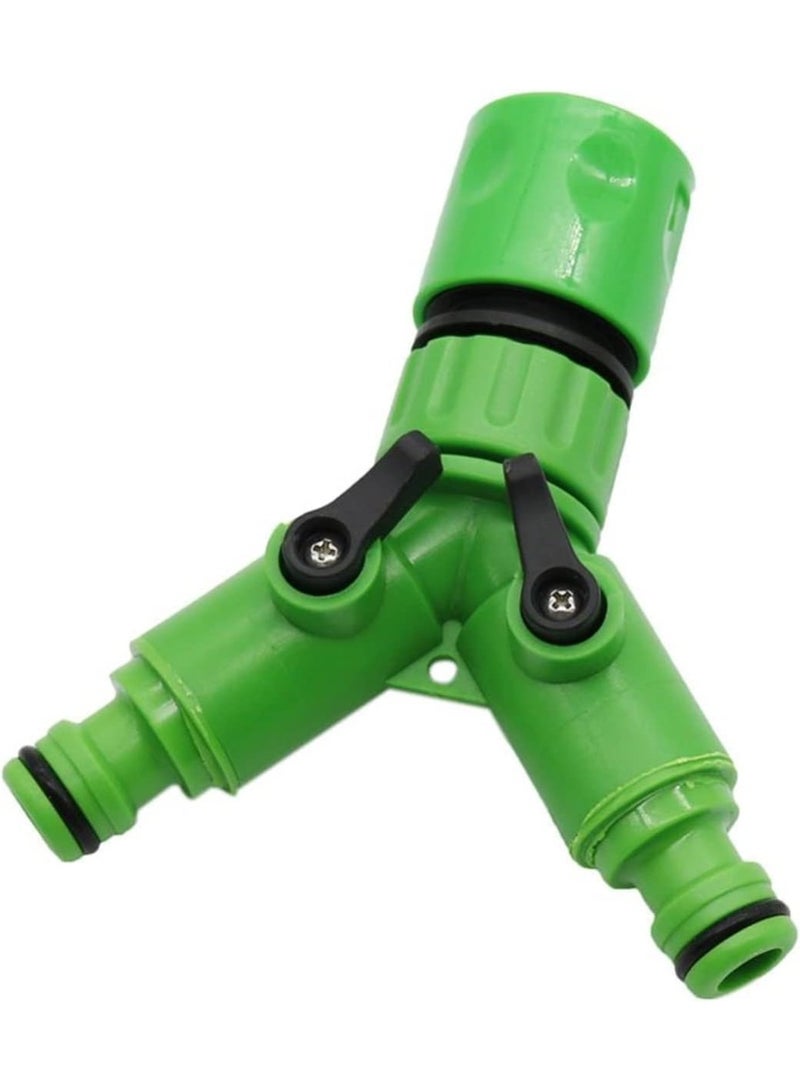 Emerald 2-Way Hose Splitter with Swivel – Quick Connector Y-Splitter Valve | Dual Outlet Garden Hose Coupling | Heavy-Duty Plastic 2-Way Water Flow Control Connector - Image 1