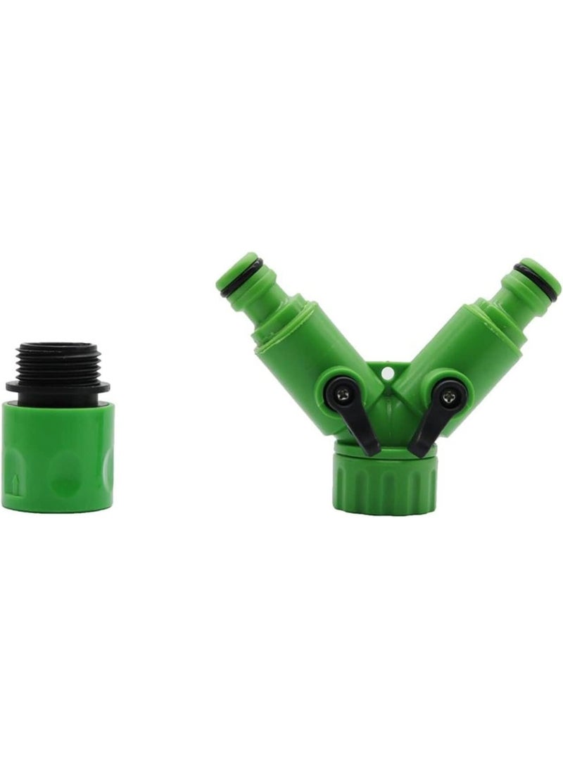 Emerald 2-Way Hose Splitter with Swivel – Quick Connector Y-Splitter Valve | Dual Outlet Garden Hose Coupling | Heavy-Duty Plastic 2-Way Water Flow Control Connector - Image 3