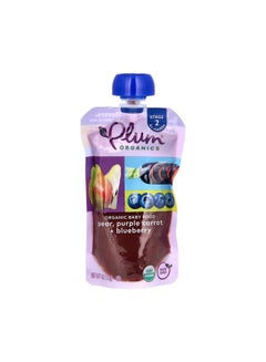 Plum Organics Plum Organics, Organic Baby Food, 6+ Months, Pear, Purple Carrot & Blueberry, 4 oz (113 g) 