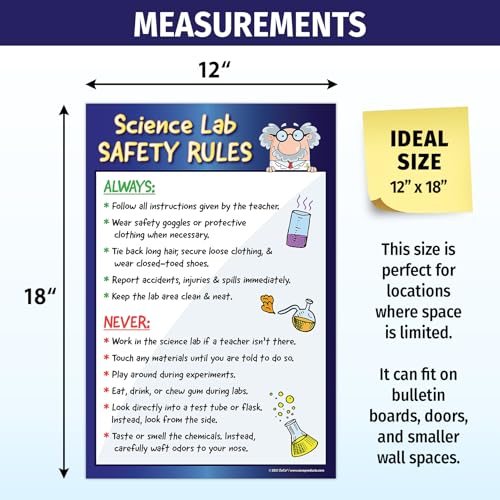 ZOCO – Science Lab Safety Rules Poster – Laminated 12x18 Classroom Chart for Middle & High School – Chemistry, Biology, Physics Laboratory Decor for Teachers & Students - Image 4