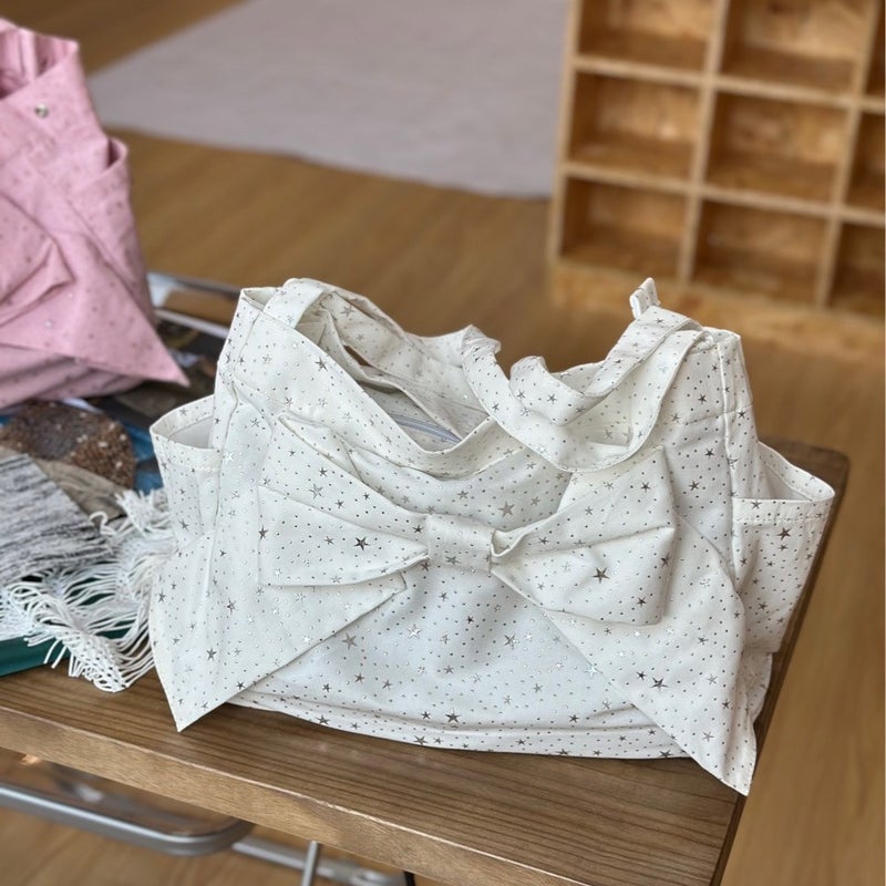 Polka Dot Star Bow Tote Bag - Image 1