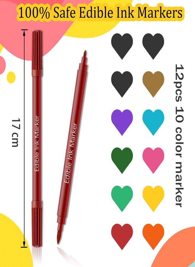 Colaele Edible Markers for Easter Eggs Decorating- 12PCS Edible Marker Food Coloring Pens Set Drawing Double Side Writers Tools for Cake Decorations, Cookies, Frosting, Macaroons, Chocolate - Image 4