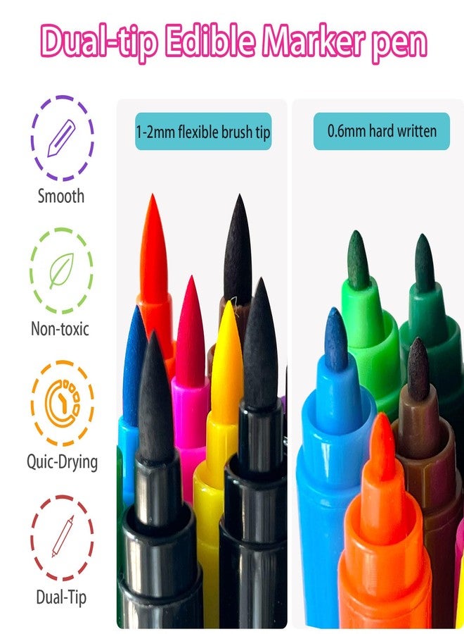 Colaele Edible Markers for Easter Eggs Decorating- 12PCS Edible Marker Food Coloring Pens Set Drawing Double Side Writers Tools for Cake Decorations, Cookies, Frosting, Macaroons, Chocolate - Image 2