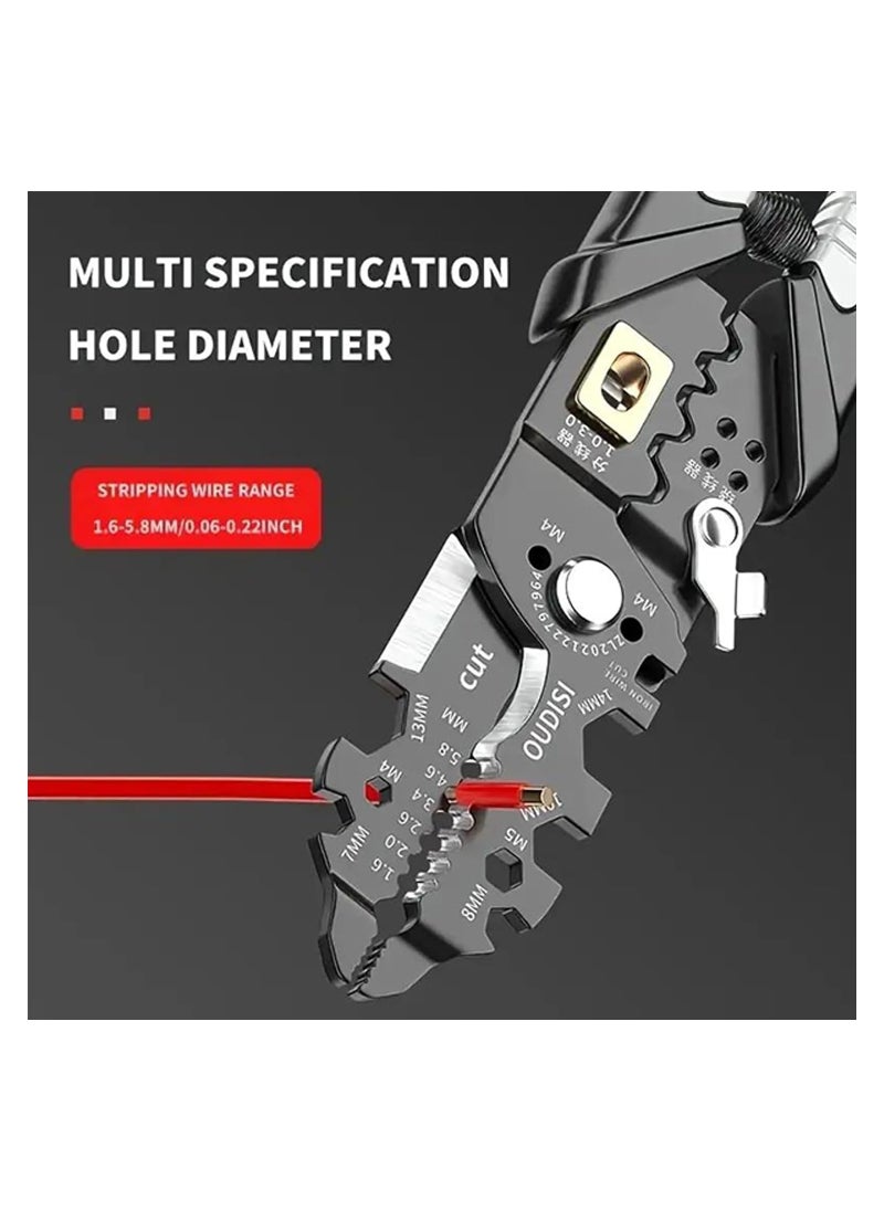 Rightsure - Multi Functional Wire Strippers,Universal Wire Cutters,Tool For Wire Splitting Pliers,Winding,Cutting,Stripping,Crimping,Peeling, Clamping Pliers Wrench,Home Improvement,Electrical Hardware Tools - Image 1