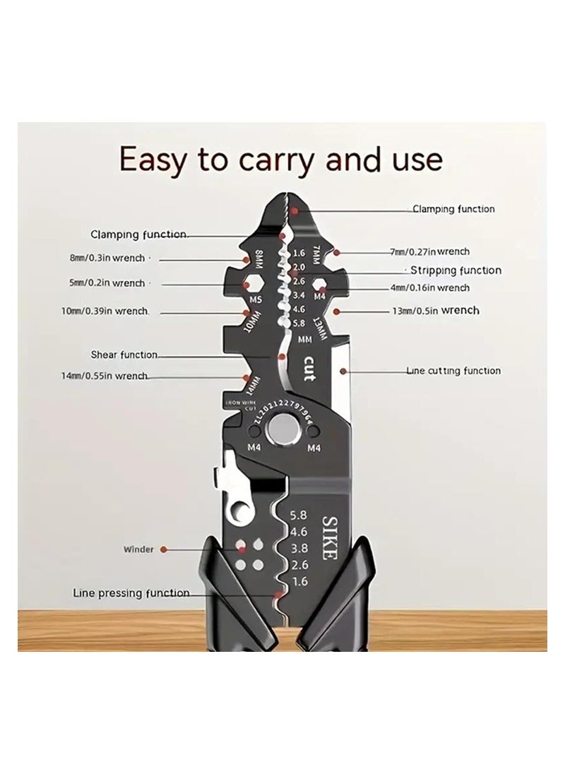 Rightsure - Multi Functional Wire Strippers,Universal Wire Cutters,Tool For Wire Splitting Pliers,Winding,Cutting,Stripping,Crimping,Peeling, Clamping Pliers Wrench,Home Improvement,Electrical Hardware Tools - Image 1