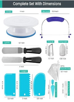 RFAQK RFAQK 64 Pcs Cake decorating supplies Kit with Cake Turntable-Cake leveler- 24 Numbered Icing Piping Tips with Pattern Chart and EBook- Straight & Angled Spatula-30 Icings Bags- 3 Icing Comb Scraper  - Image 2