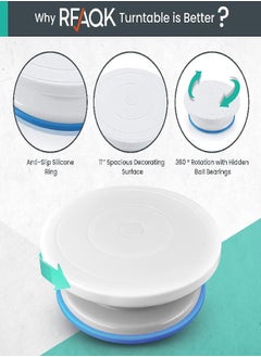 RFAQK RFAQK 64 Pcs Cake decorating supplies Kit with Cake Turntable-Cake leveler- 24 Numbered Icing Piping Tips with Pattern Chart and EBook- Straight & Angled Spatula-30 Icings Bags- 3 Icing Comb Scraper  - Image 3