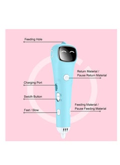 XiuWoo 3D Printing Pen Set, 1.75 mm PCL Filament, 20 colors, scissors, Smart Voice Prompts, Low Temperature, dredging needle, pen holder, USB Included, sketchbook, blue  - Image 5
