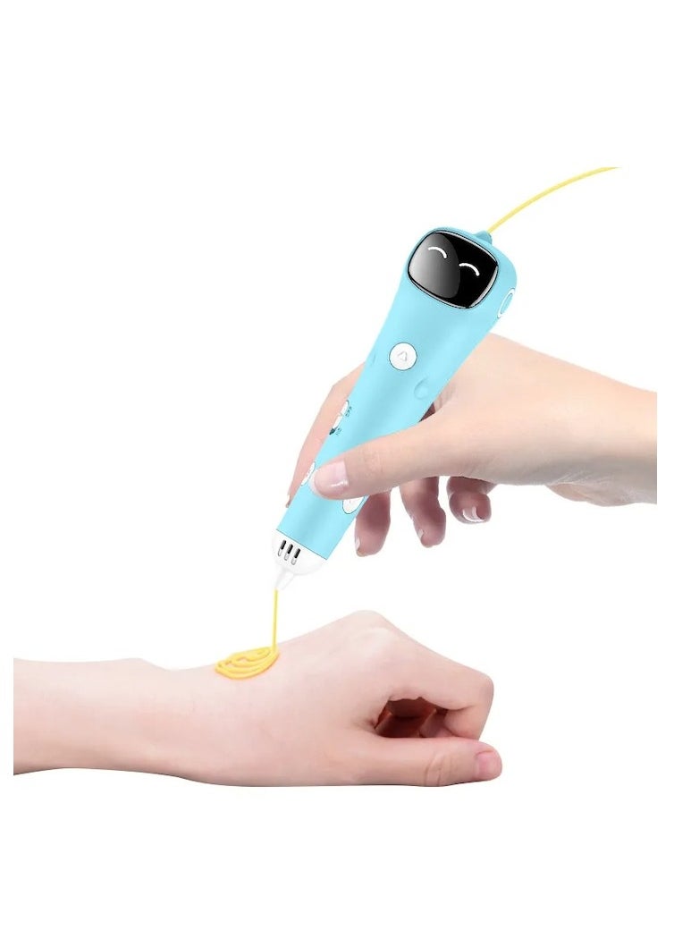 XiuWoo - 3D Printing Pen Set, 1.75 mm PCL Filament, 20 colors, scissors, Smart Voice Prompts, Low Temperature, dredging needle, pen holder, USB Included, sketchbook, blue - Image 1