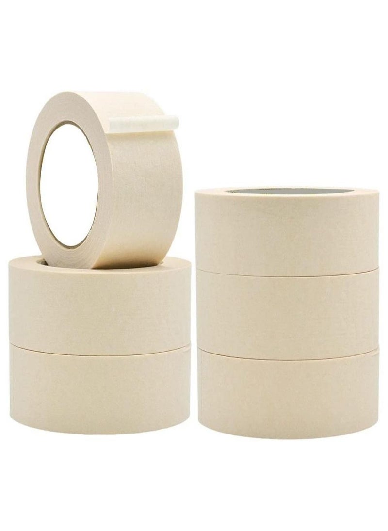 MARKQ شريط لاصق قوي باللون البيج مقاس 2 بوصة × 20 ياردة للطلاء والتزيين والمنزل الذي تصنعه بنفسك والمكتب والقرطاسية المدرسية والفنون والحرف اليدوية وما إلى ذلك [6 لفات] - Image 1
