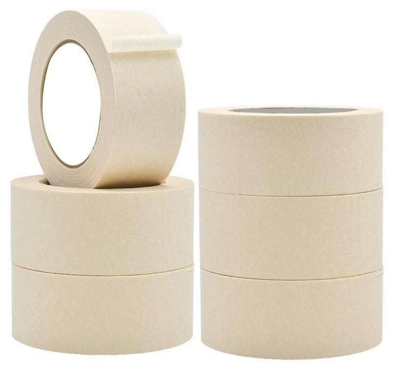 MARKQ Masking Tape 2 inch x 20 yards Beige Strong Adhesive Tape for Painting, Decorating, DIY Home, Office, School Stationery, Arts, DIY Crafts etc [6 Rolls] - Image 1