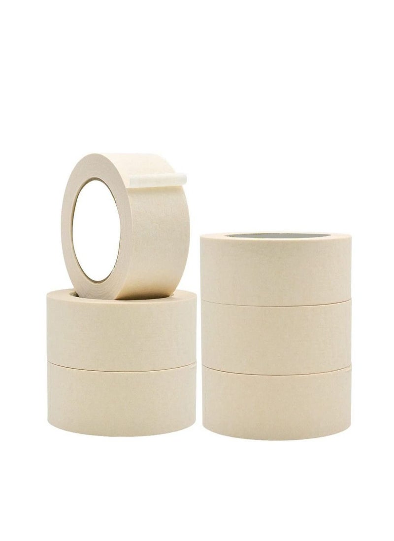 MARKQ - Masking Tape 2 inch x 20 yards Beige Strong Adhesive Tape for Painting, Decorating, DIY Home, Office, School Stationery, Arts, DIY Crafts etc [6 Rolls] - Image 1