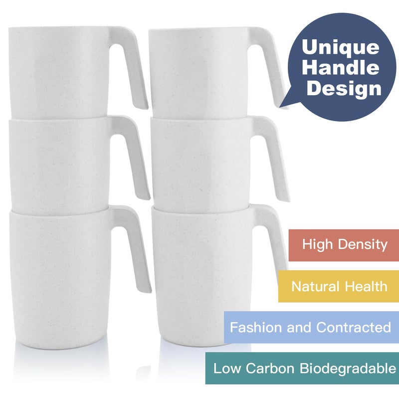 Homienly Coffee Mug Set - Wheat Straw Cups  Alternative To Plastic Coffee Cups Reusable | Unbreakable For Hot Chocolate  Tea  & Coffee | Microwave Safe  Dishwasher Safe Drinking Cups (White) - Image 3