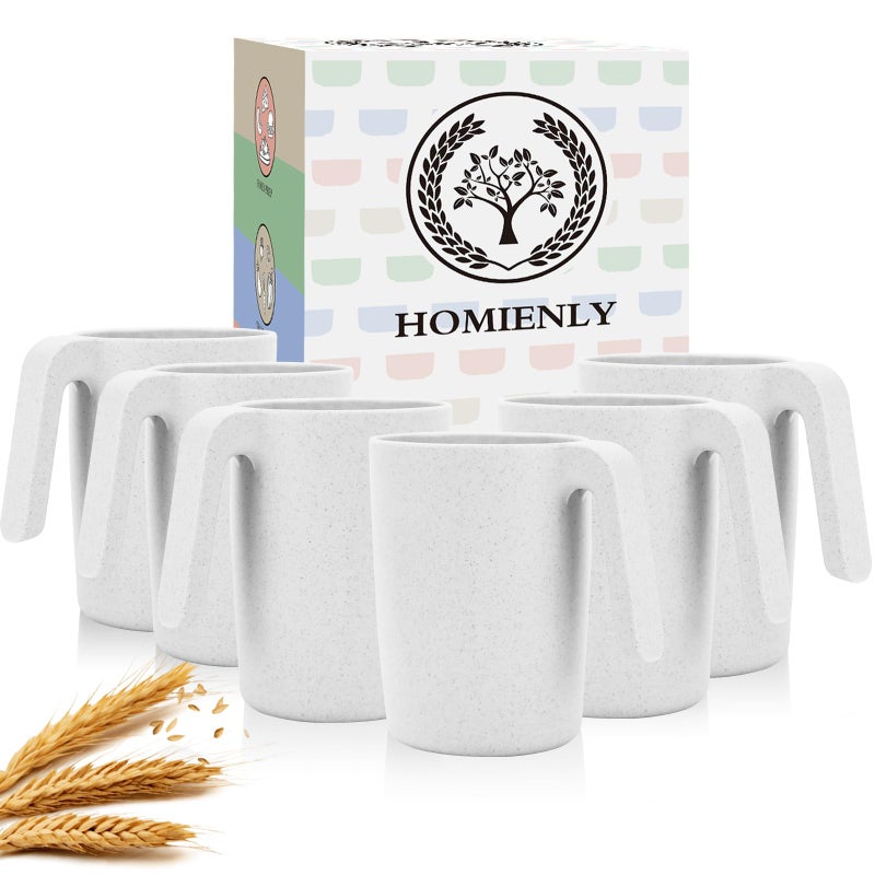 Homienly Coffee Mug Set - Wheat Straw Cups  Alternative To Plastic Coffee Cups Reusable | Unbreakable For Hot Chocolate  Tea  & Coffee | Microwave Safe  Dishwasher Safe Drinking Cups (White) - Image 1
