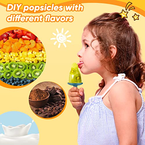 WYOK Popsicle Mold Set 4 Pieces Homemade Silicone Popsicle Maker Easy Release Ice Cream Molds Reusable DIY Pop Molds (Blue, WinterWonder Pops) - Image 3