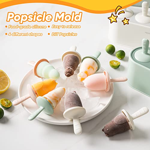 WYOK Popsicle Mold Set 4 Pieces Homemade Silicone Popsicle Maker Easy Release Ice Cream Molds Reusable DIY Pop Molds (Blue, WinterWonder Pops) - Image 2