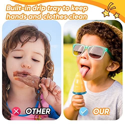 WYOK Popsicle Mold Set 4 Pieces Homemade Silicone Popsicle Maker Easy Release Ice Cream Molds Reusable DIY Pop Molds (Blue, WinterWonder Pops) - Image 5