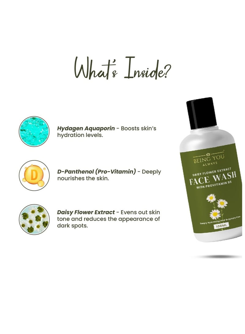 Being You- Always Daisy Flower Extract Face Wash with Provitamin B5 |All Skin Types| Deeply Hydrating & Sulphate Free - 100 ml - Image 3