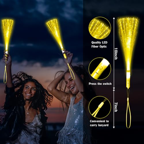 YOFOBU 30 PCS Yellow Fiber Optic Wands Glow Fiber Wands Bulk LED Light Up Wands with 3 Flashing Modes LED Flashing Sticks for Easter Halloween Christmas Wedding Gender Reveal Birthday - Image 5