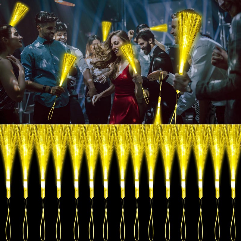 YOFOBU 30 PCS Yellow Fiber Optic Wands Glow Fiber Wands Bulk LED Light Up Wands with 3 Flashing Modes LED Flashing Sticks for Easter Halloween Christmas Wedding Gender Reveal Birthday - Image 3