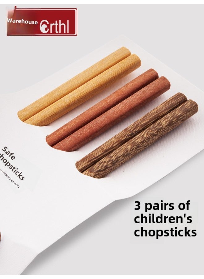 Generic Two Or Three Sections Of 4-9 Years Old Baby Kindergarten Available Lightweight Household Wooden Chopsticks Boys And Girls Short Fast Children's Chopsticks-Color:Children's Chopsticks 18cm Chicken Wing Wood 3 Pairs  - Image 2