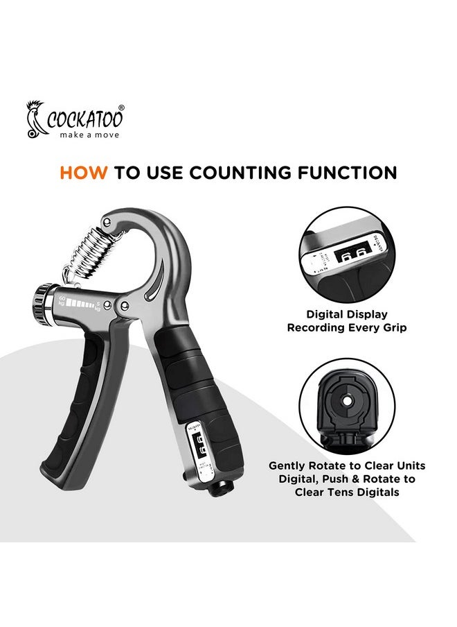 Cockatoo - Counter Hand Grip Strengthener|(5 Kg - 60 Kg) Adjustable Hand Grip| Hand Gripper For Men & Women| Digital Hand Grip Strengthener - Image 1