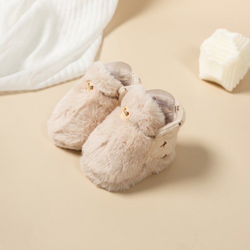 Wei Pu Xiao Lu Baby Winter Fleece Booties Soft Sole First Walkers Warm Non-Slip Shoes for Toddlers - Image 1