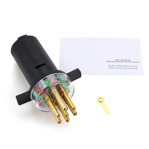 Kefly 7-Way Round Pin Trailer Truck Circuit Plug Tester Replace 7865L, Trailer Tractor Light Tester - Image 1